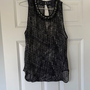 ASTR Black and White Beaded Sleeveless Camisole